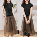 New Thin Ice-silk Knit Two-piece Set Dress