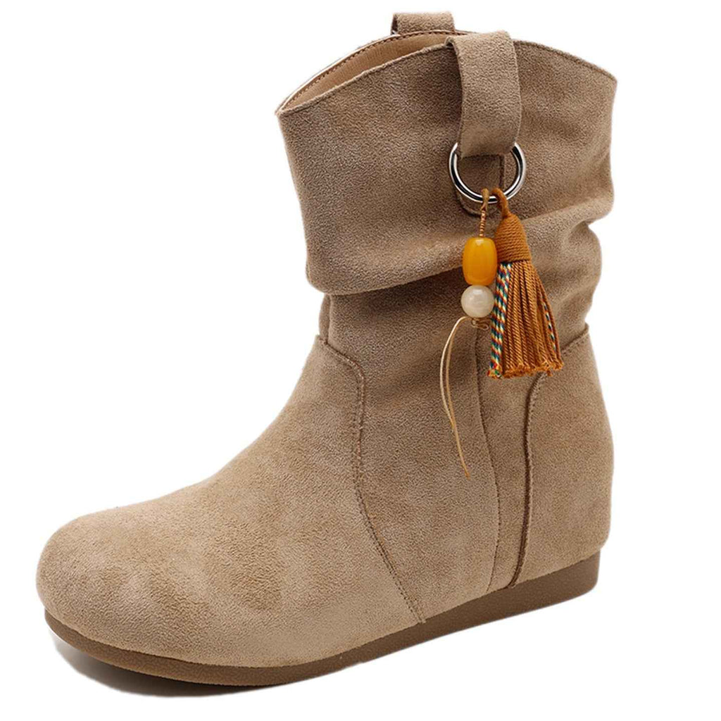 Suede Lace-Up Retro Short Boots — Platform, Square Heel, Korean Style