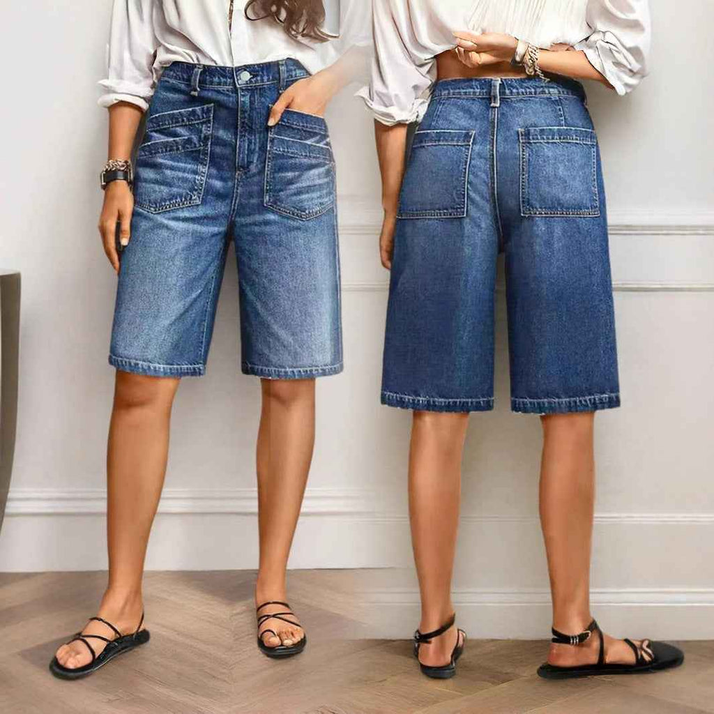 Women's Mid-Rise Cropped Straight-Leg Jeans – Vintage Blue Wash