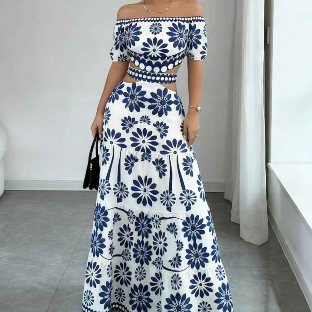 Women's Off-Shoulder Floral Sleeve A-Line Dress — 4 Colours, S–2XL