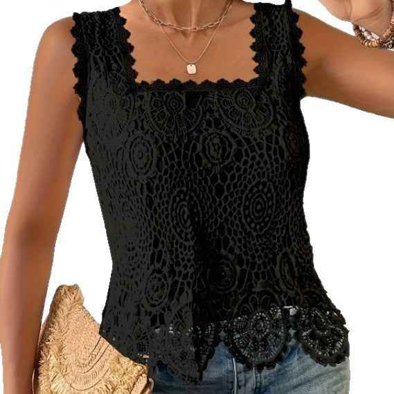 Strapless Lace Hollow-Out Top — Sleeveless, Elegant & Unique