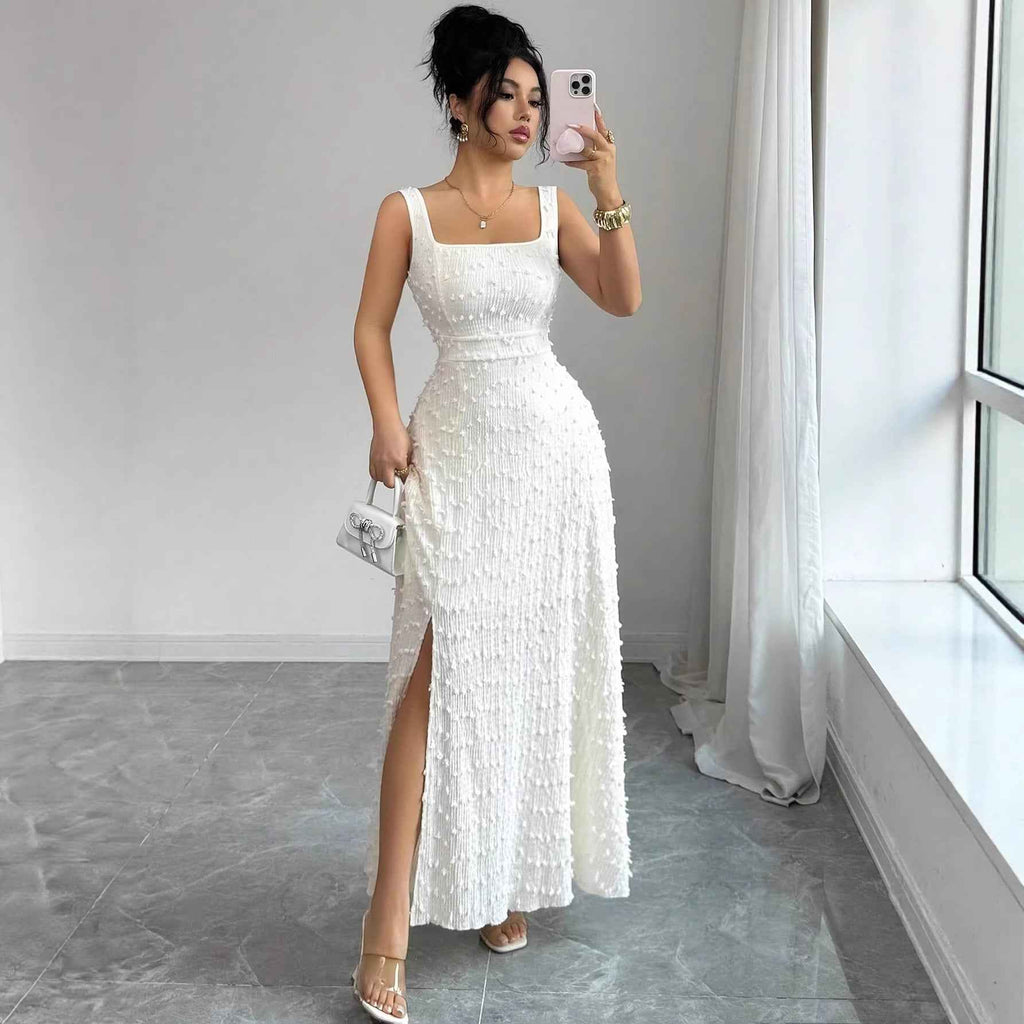 Off-Shoulder Cross-Strap Backless Maxi Dress
