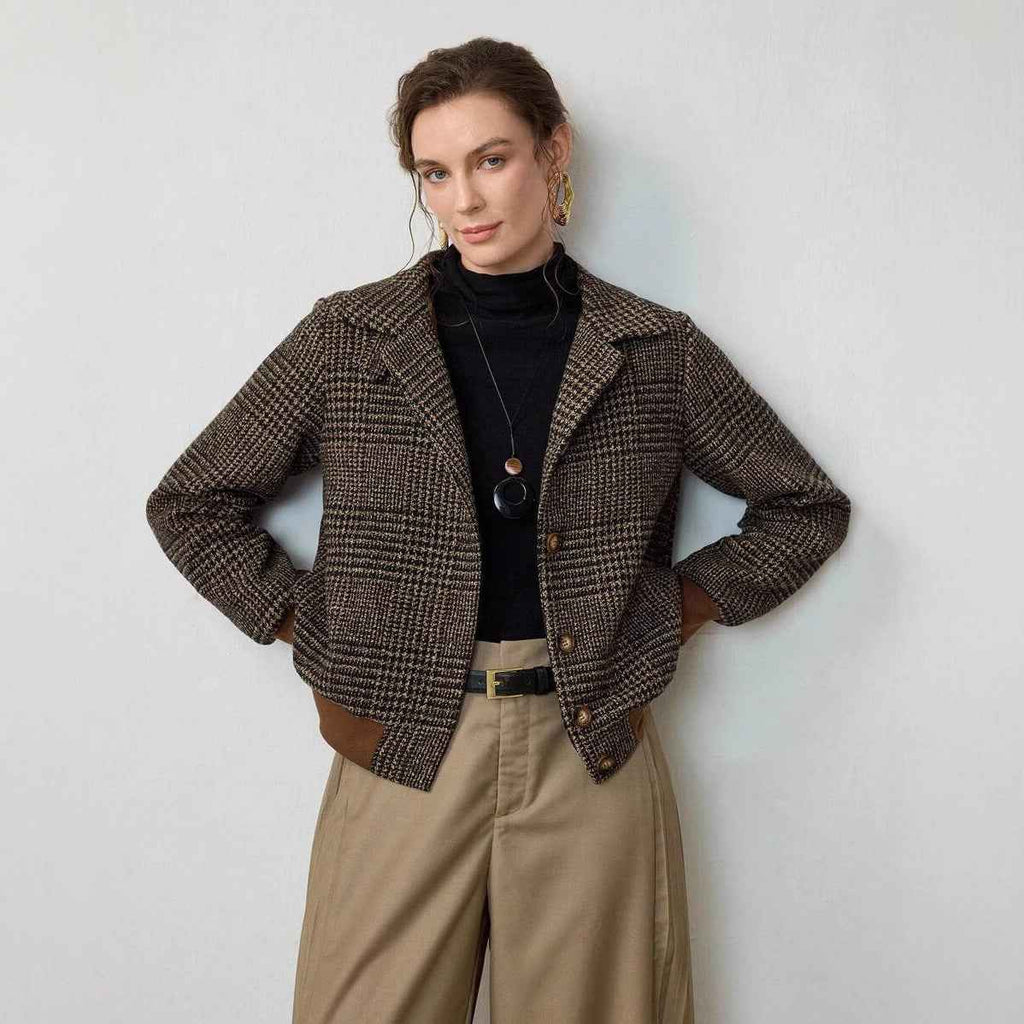 Vintage Check Patchwork Loose Jacket