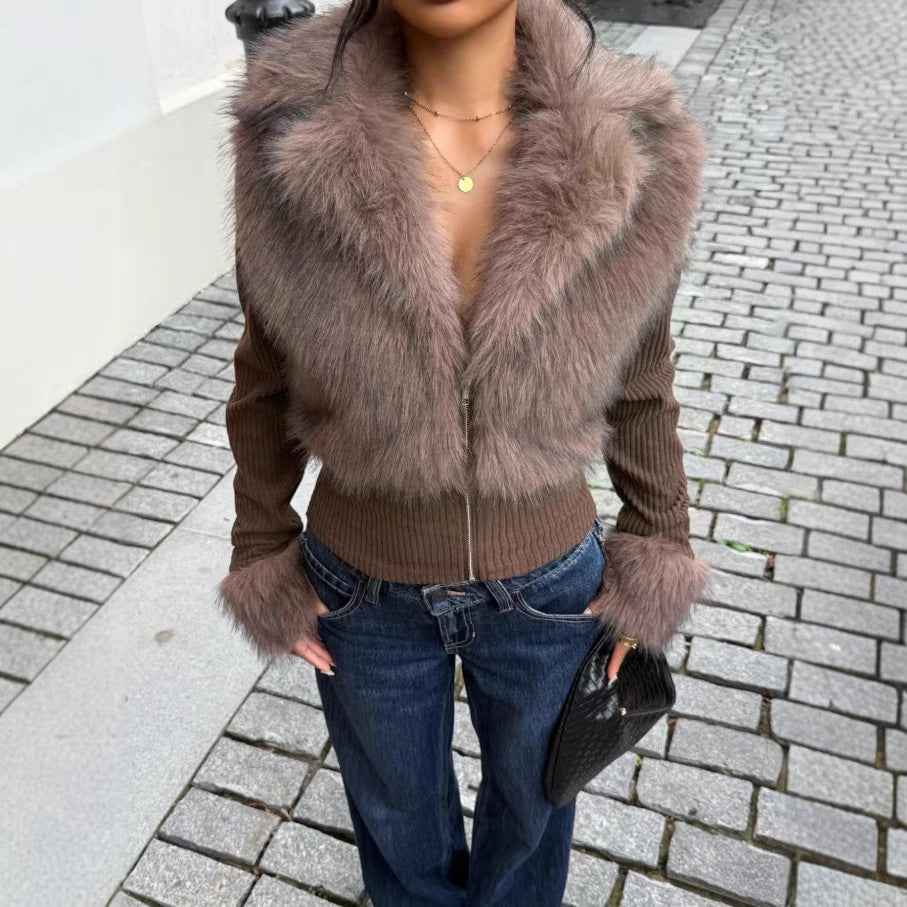 Versatile Casual Slim-fit Zip-up Knit Jacket