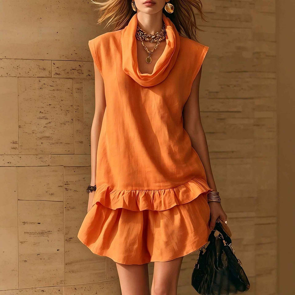 Sleeveless Ruffle-Trim Top & Mini Skirt Set — Casual Two-Piece