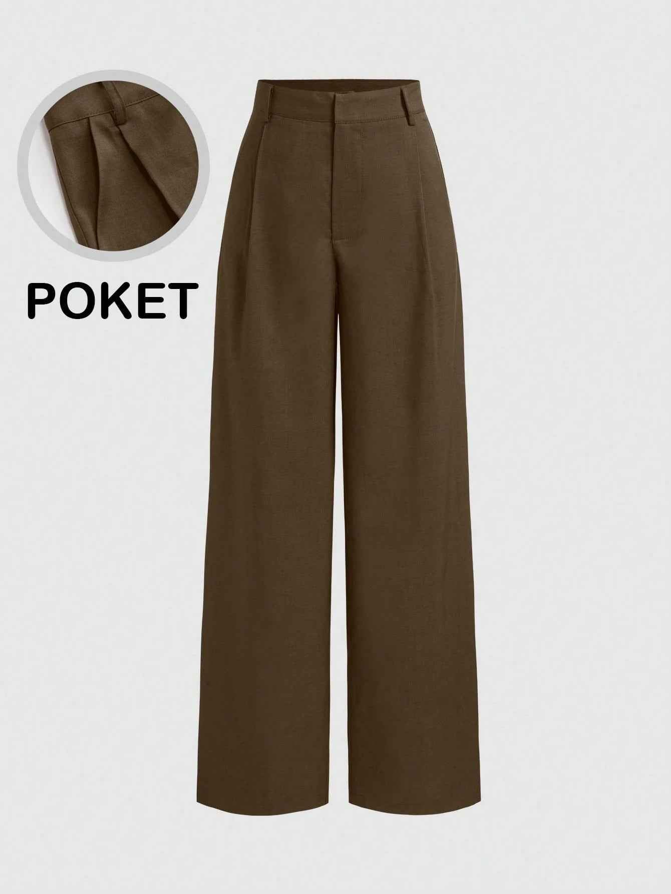 Wide-Leg Straight Trousers with Pockets – Multi-Colour