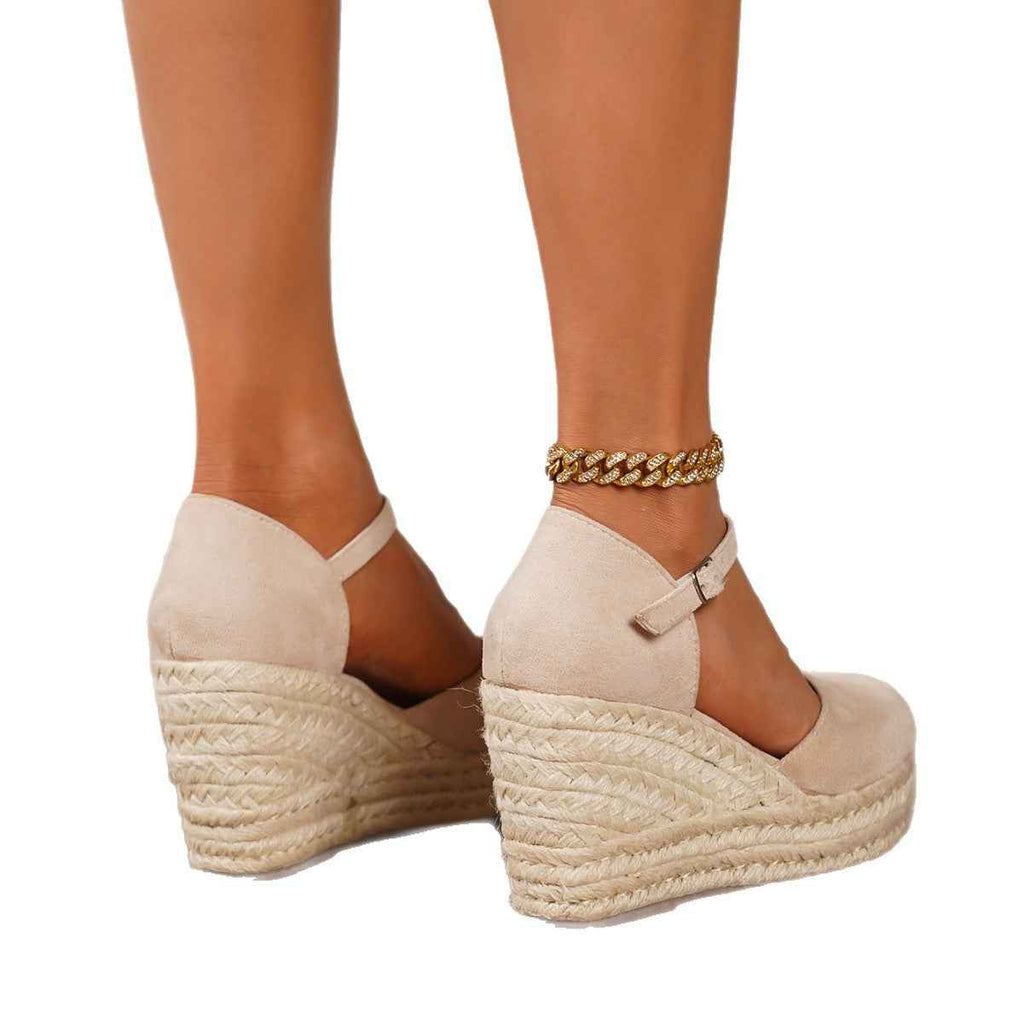 Women's Buckle-Strap Flat Sandals — Black & Apricot, EU 34–43
