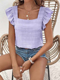 Women's Ruffled Square-Neck Short Sleeve Top