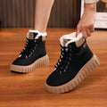 Women's Fleece-Lined High-Top Boots — Chunky Sole, Round Toe
