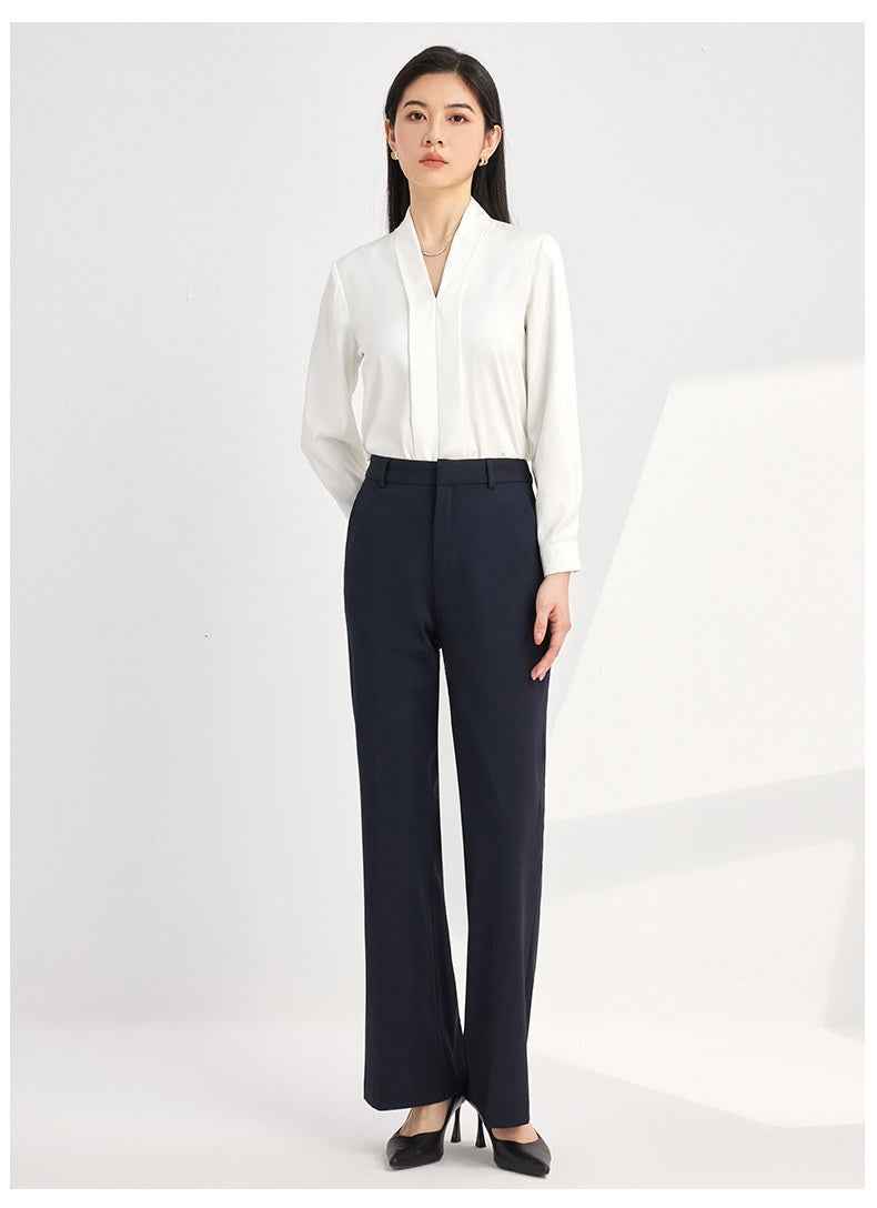 Wide-leg Straight-cut Draped Palazzo Pants With A Slight Flare At The Hem