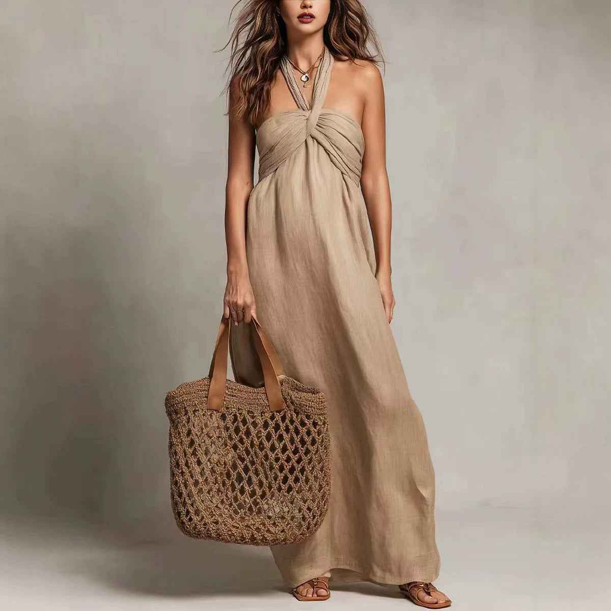 Womens Relaxed-fit Beach Vacation Dress