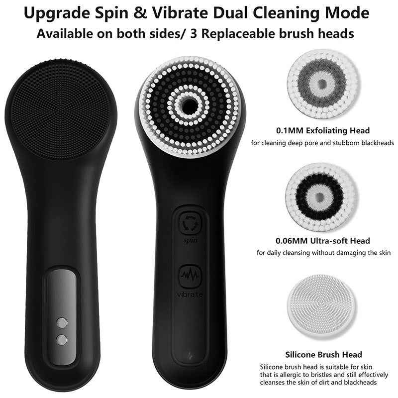 Silicone Facial Cleansing Device – 5-Speed Vibration & Negative Ion Massager