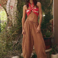 Women's Striped Cotton-Linen Wide-Leg Pants — Pleated High-Waist, 5 Colours, S–3XL