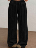Cropped Wide-Leg Pants – Elastic Waist, Drawstring, Loose Fit