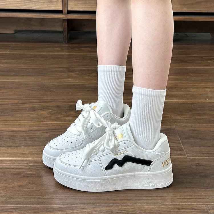 Fashionable, Trendy, Comfortable, Casual, Thick Soled, Versatile, Classic White Shoes For Women, Instagram Street Photography, American Retro Skateboarding Shoes, Summer