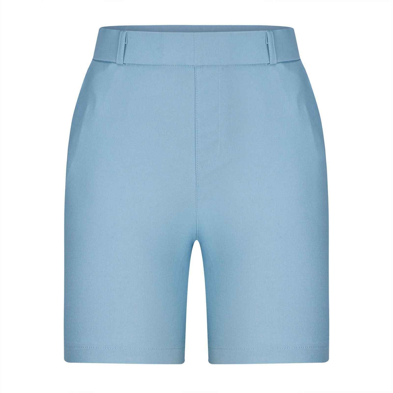 High-Stretch Straight-Leg Shorts with Pockets