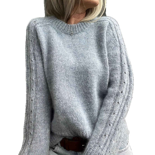 Gray Crew-neck Sweater Womens Top