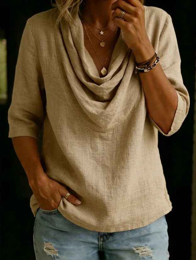 Women's Solid Crew-Neck Three-Quarter Sleeve Shirt — 3 Colours