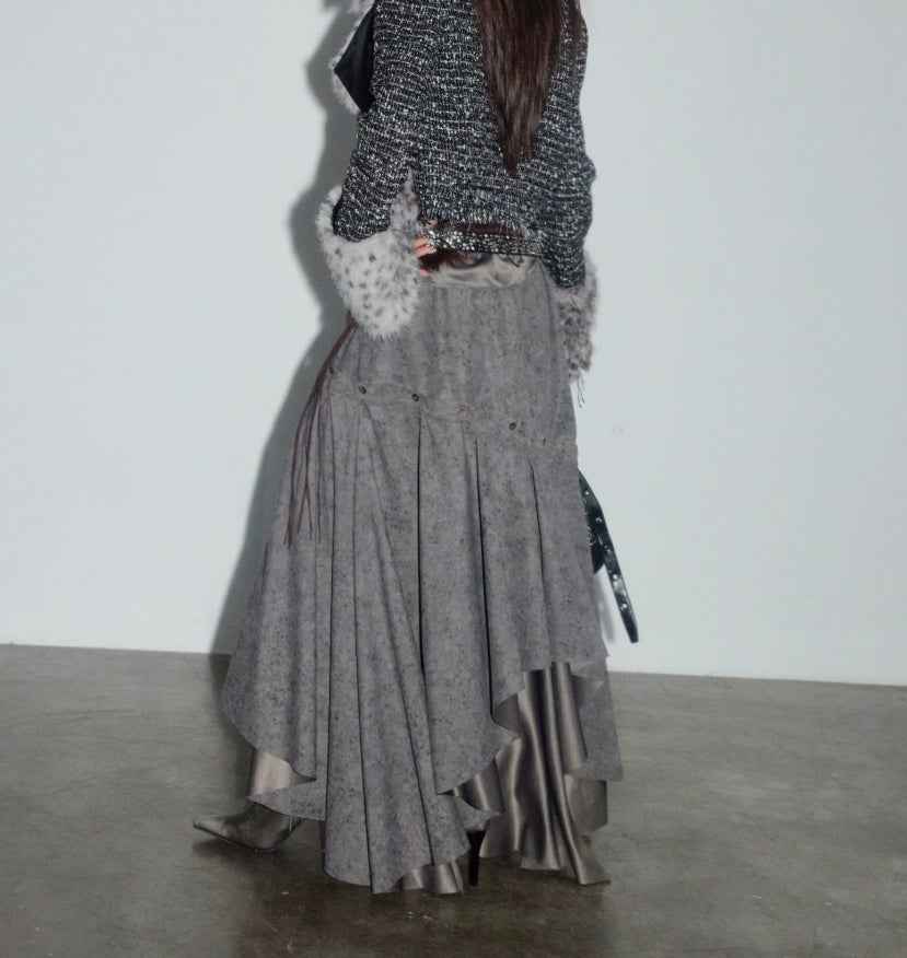 Women's Detachable Multi-Wear Asymmetrical Maxi Skirt — Gray, S–L