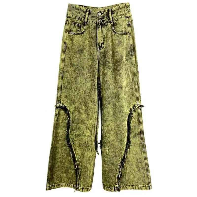 Raw-edge Patchwork High-waisted Jeans For Women