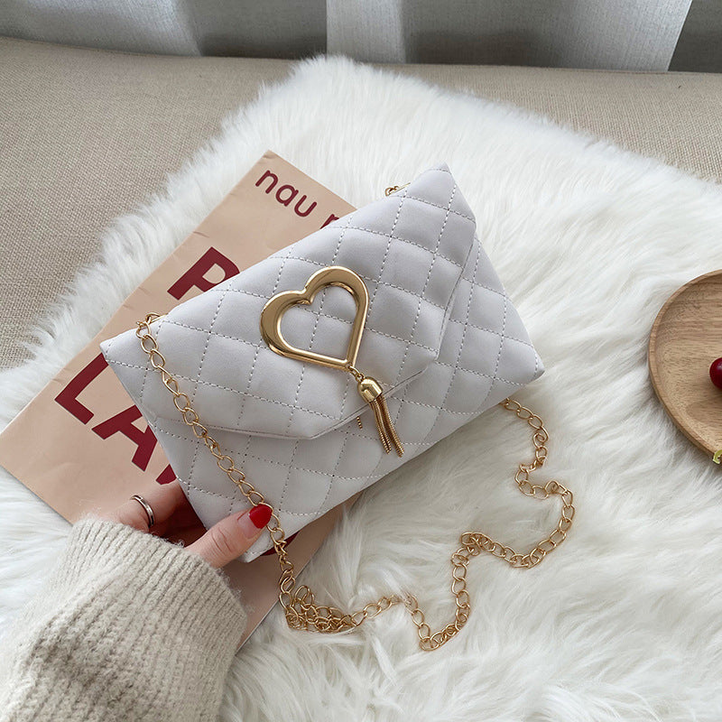 Heart Tassel Flap Shoulder Bag – Trendy PU Square Bag
