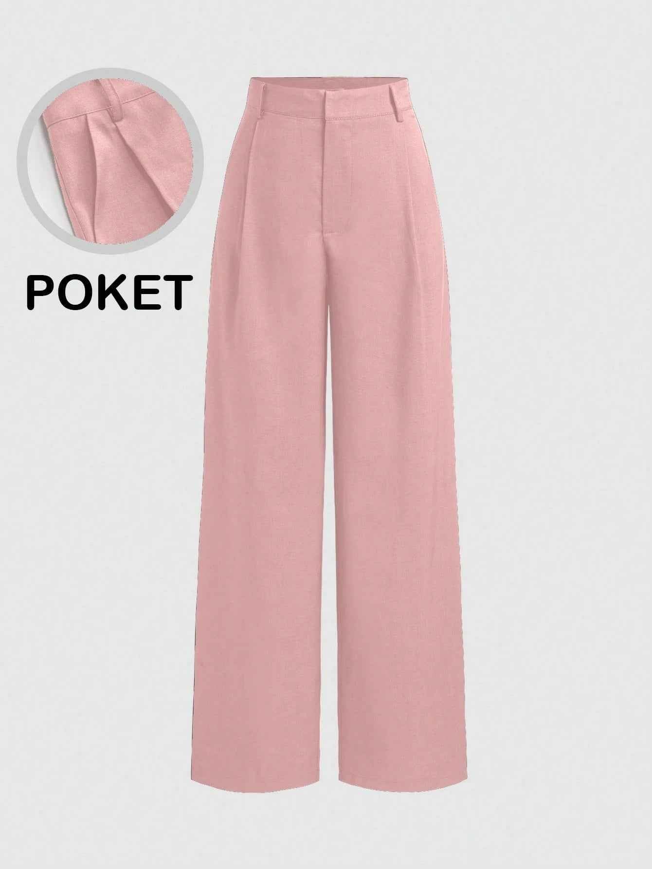 Wide-Leg Straight Trousers with Pockets – Multi-Colour