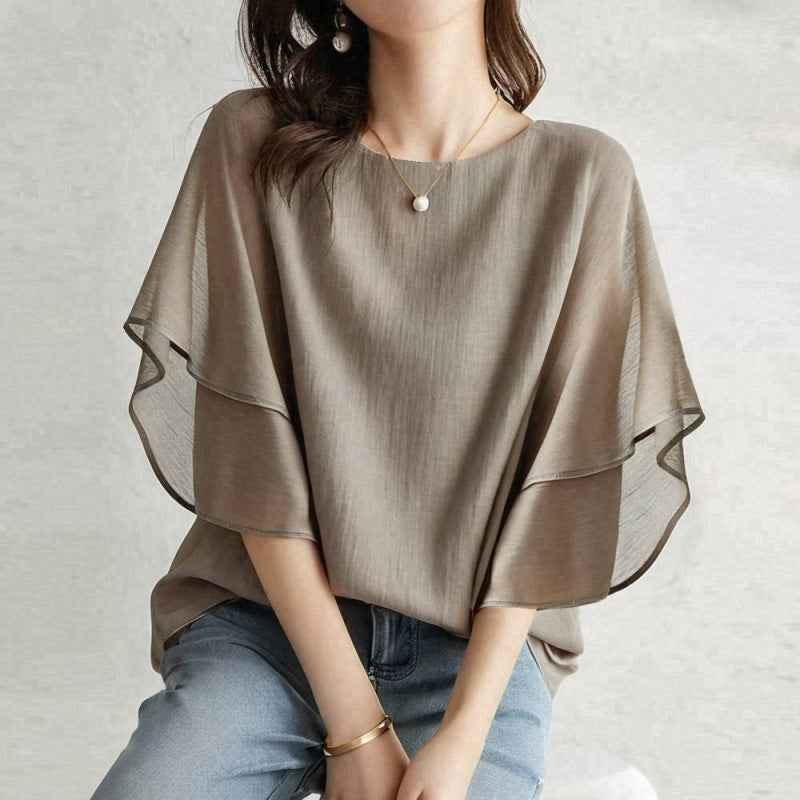 Flared Sleeve Casual Blouse – Relaxed Elegant Fit, 4 Colors