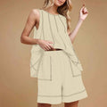 Women's Sleeveless Linen Tank Top & Cropped Shorts Set — 7 Colours