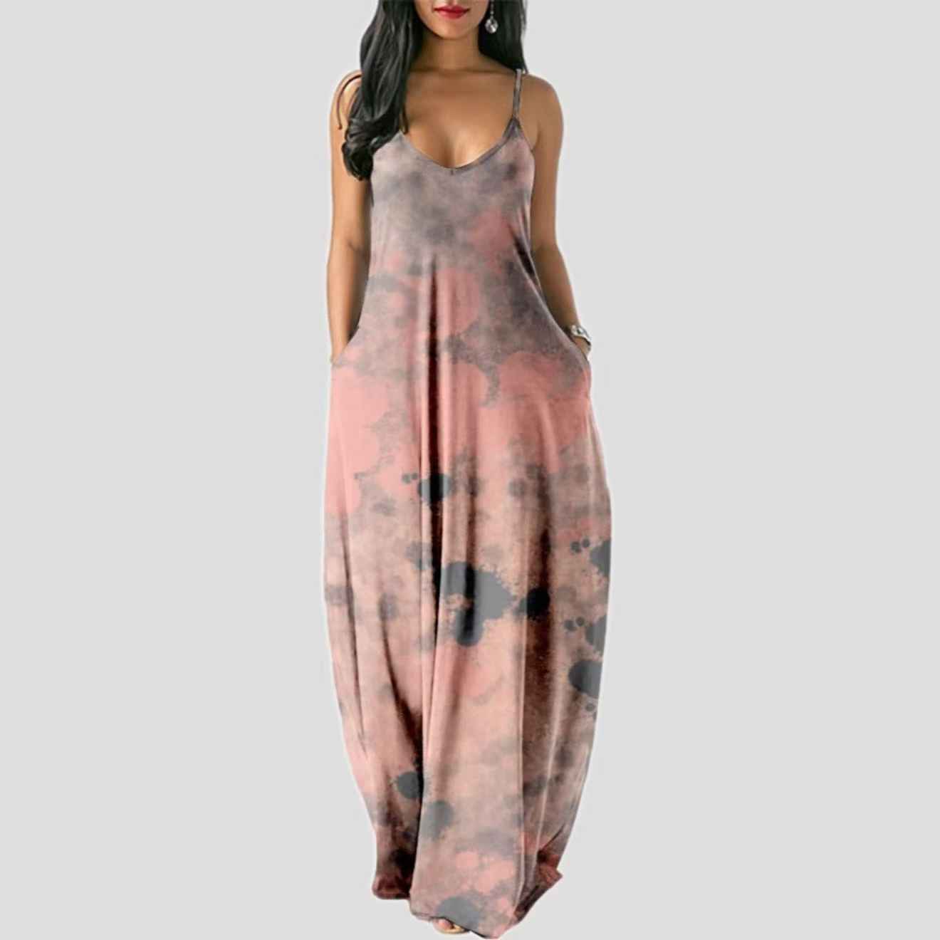 Women's Plus Size Printed Strap Dress