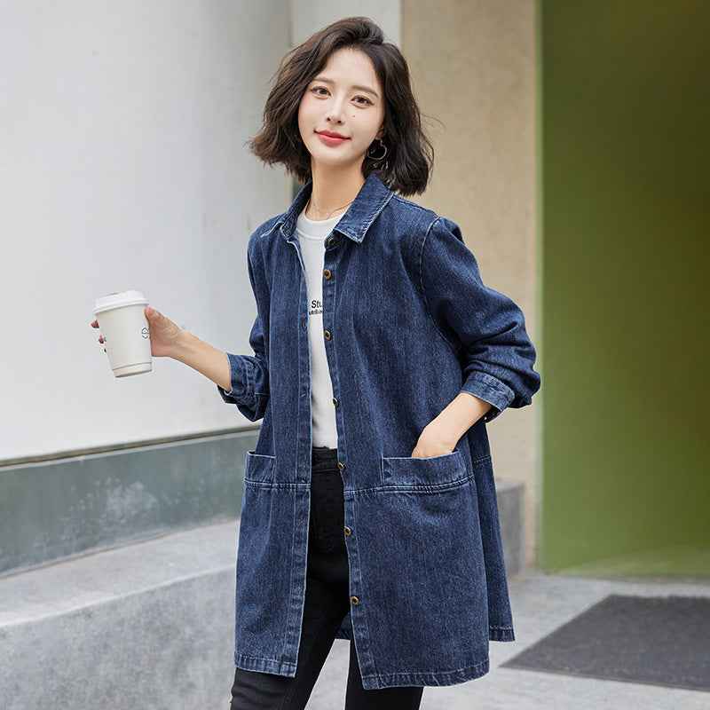 Casual Trench Coat Mid-length Loose Fit Plus Size