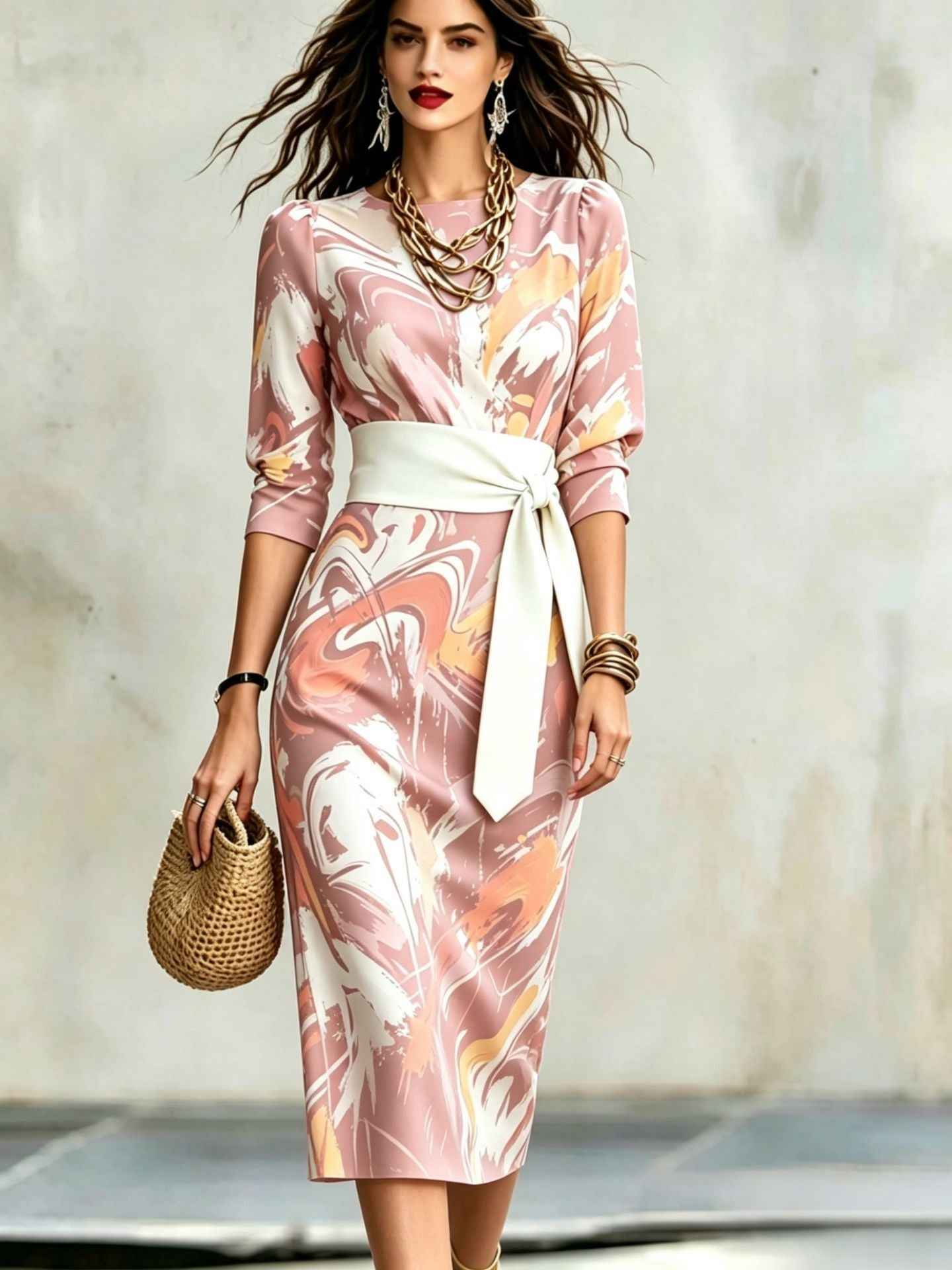 Fashionable Printed Womens Slim-Fit Dress