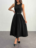 Sleeveless Midi Dress – Minimalist A-Line for Women