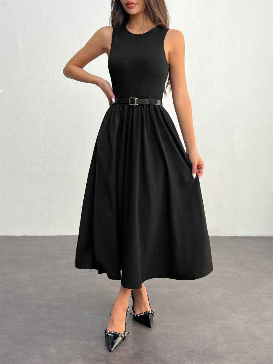 Sleeveless Midi Dress – Minimalist A-Line for Women