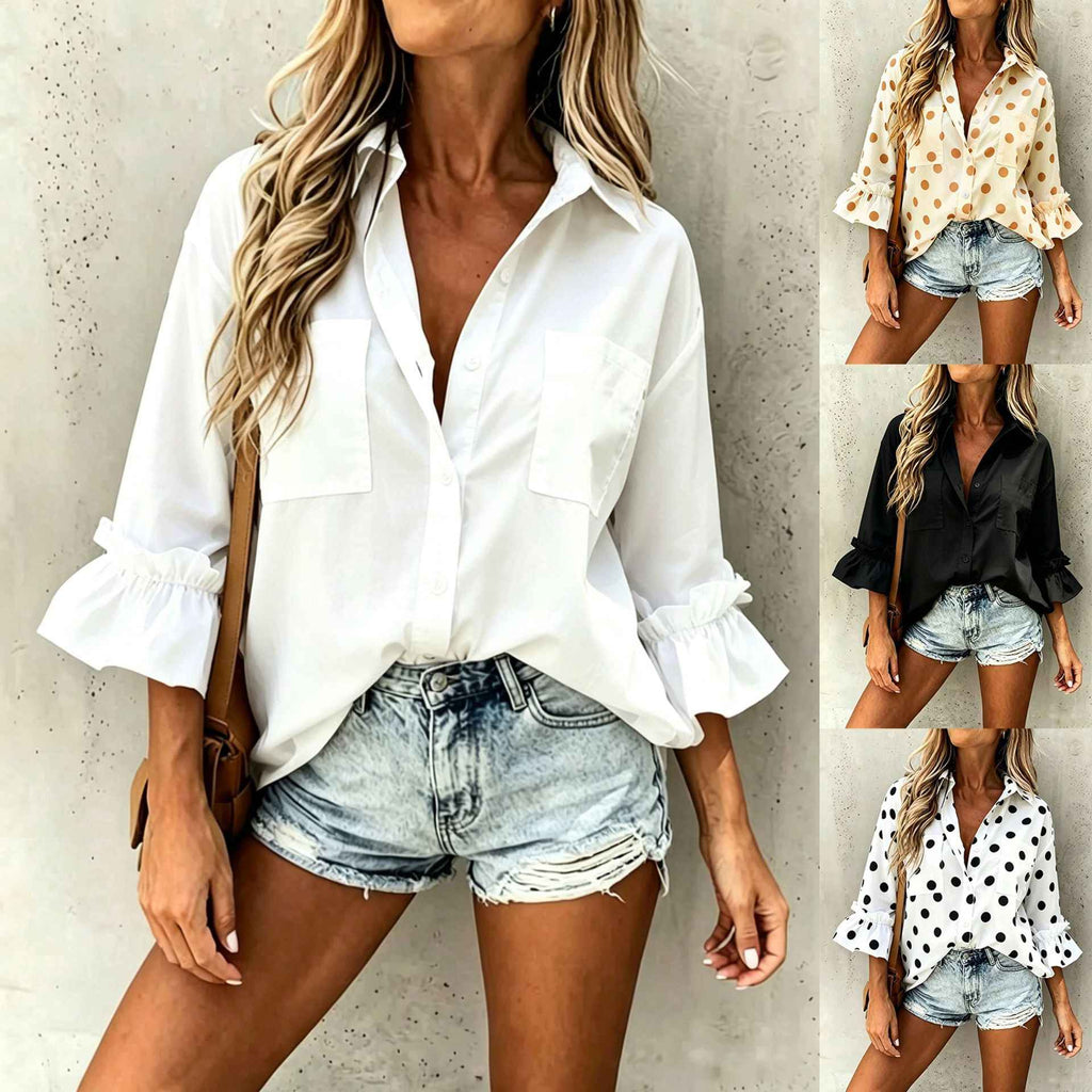 Women's Ruffled Flare-Sleeve Loose Shirt — 4 Colours
