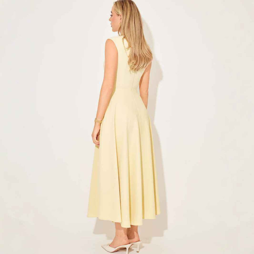 High-Waisted A-Line Patchwork Maxi Dress
