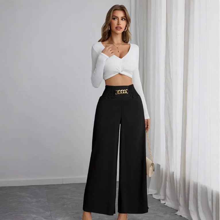 Women's High-Waist Wide-Leg Trousers – 3D Pattern, 5 Colours, S–XXL