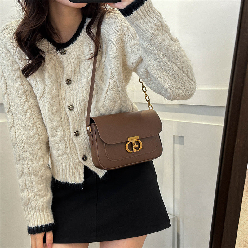 Korean-Style PU Shoulder Bag – Minimalist Square Everyday Bag