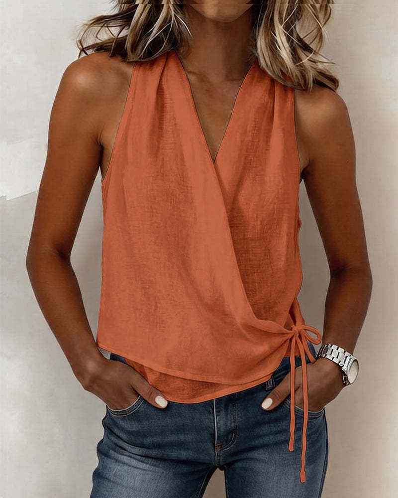 Sleeveless Strap Lightweight And Comfortable V-neck Tank Top