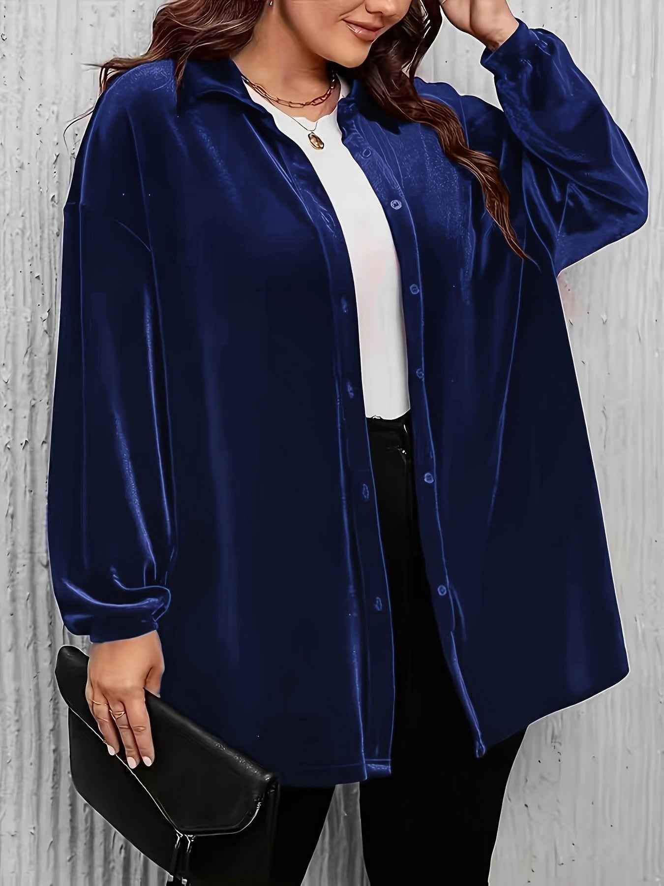 European American Collared Plain Colored Large Size Shirt