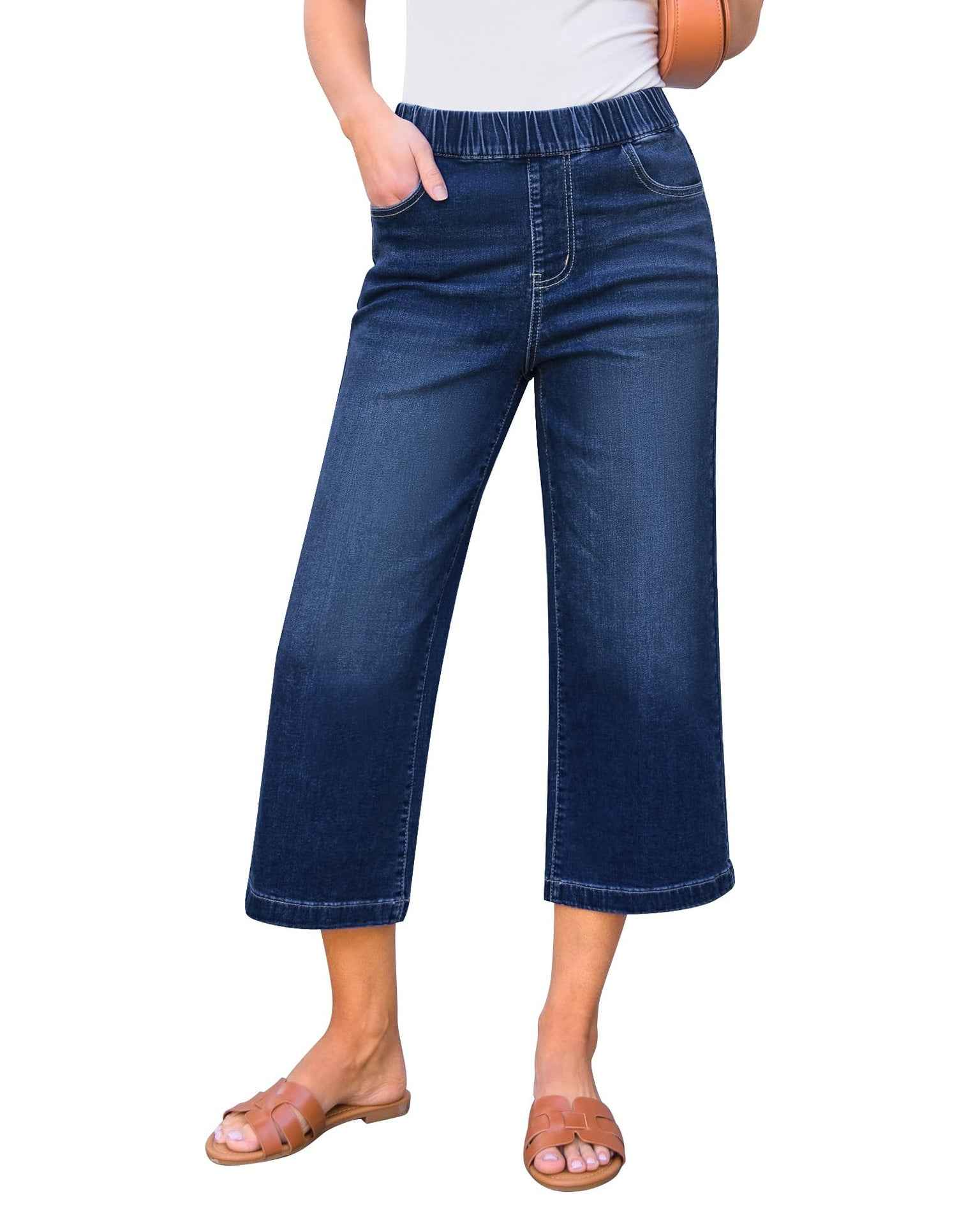 Women's High-Waist Straight-Leg Patchwork Cotton Denim Jeans