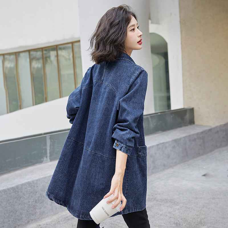 Casual Trench Coat Mid-length Loose Fit Plus Size