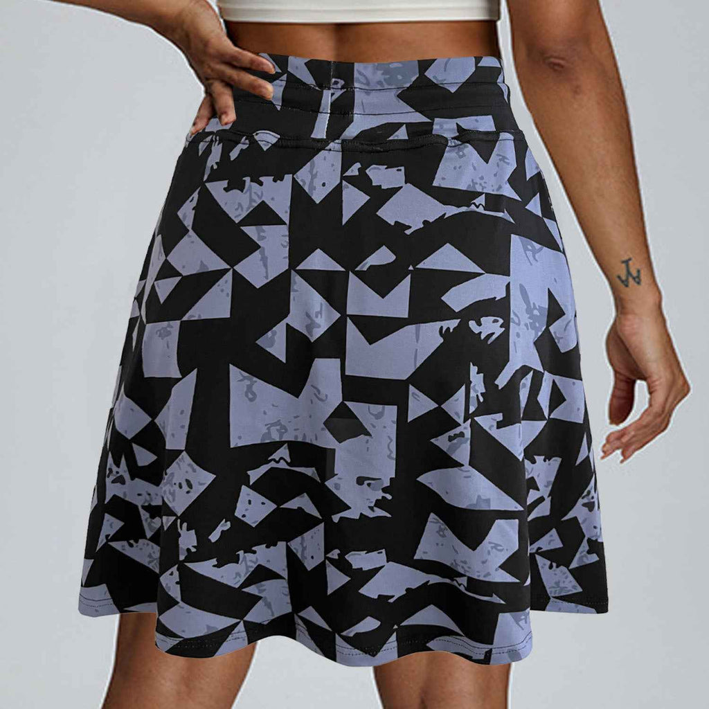 Women's Floral Print High Waist Skort With Pockets Tie Waist Ruffle Hem Athletic Skirt With Built-in Shorts