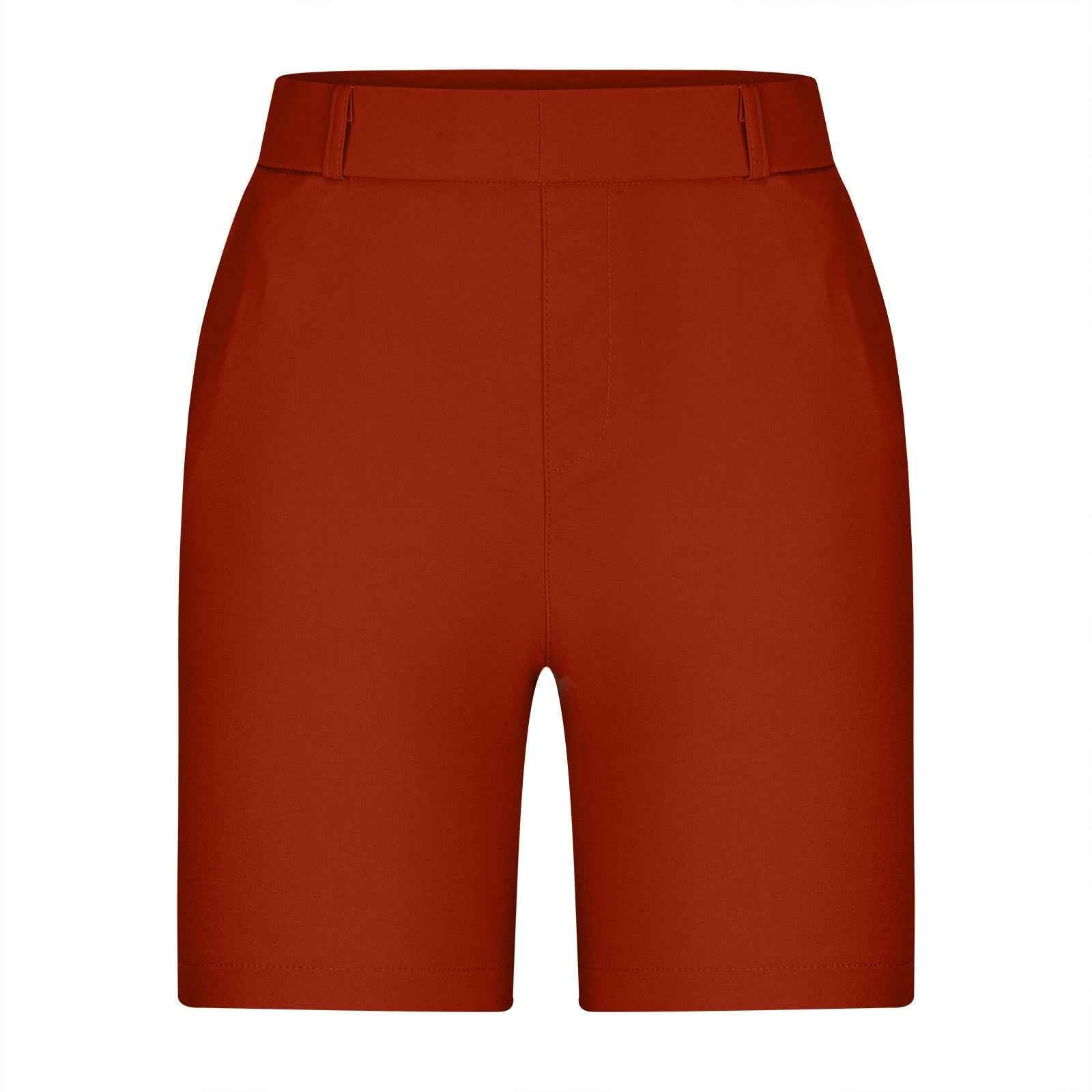 High-Stretch Straight-Leg Shorts with Pockets