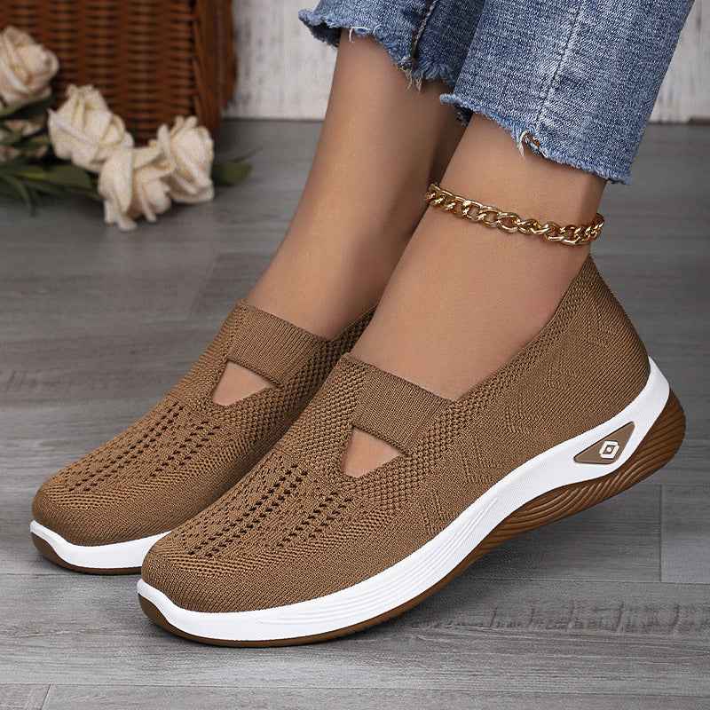 Women's Flyknit Slip-On Casual Shoes – Breathable Flat Sneakers EU 36–44