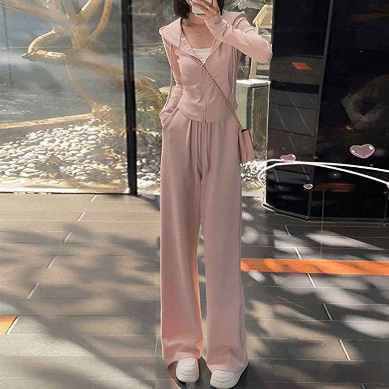 Fashionable Casual Two-piece Wide-leg Pants Set