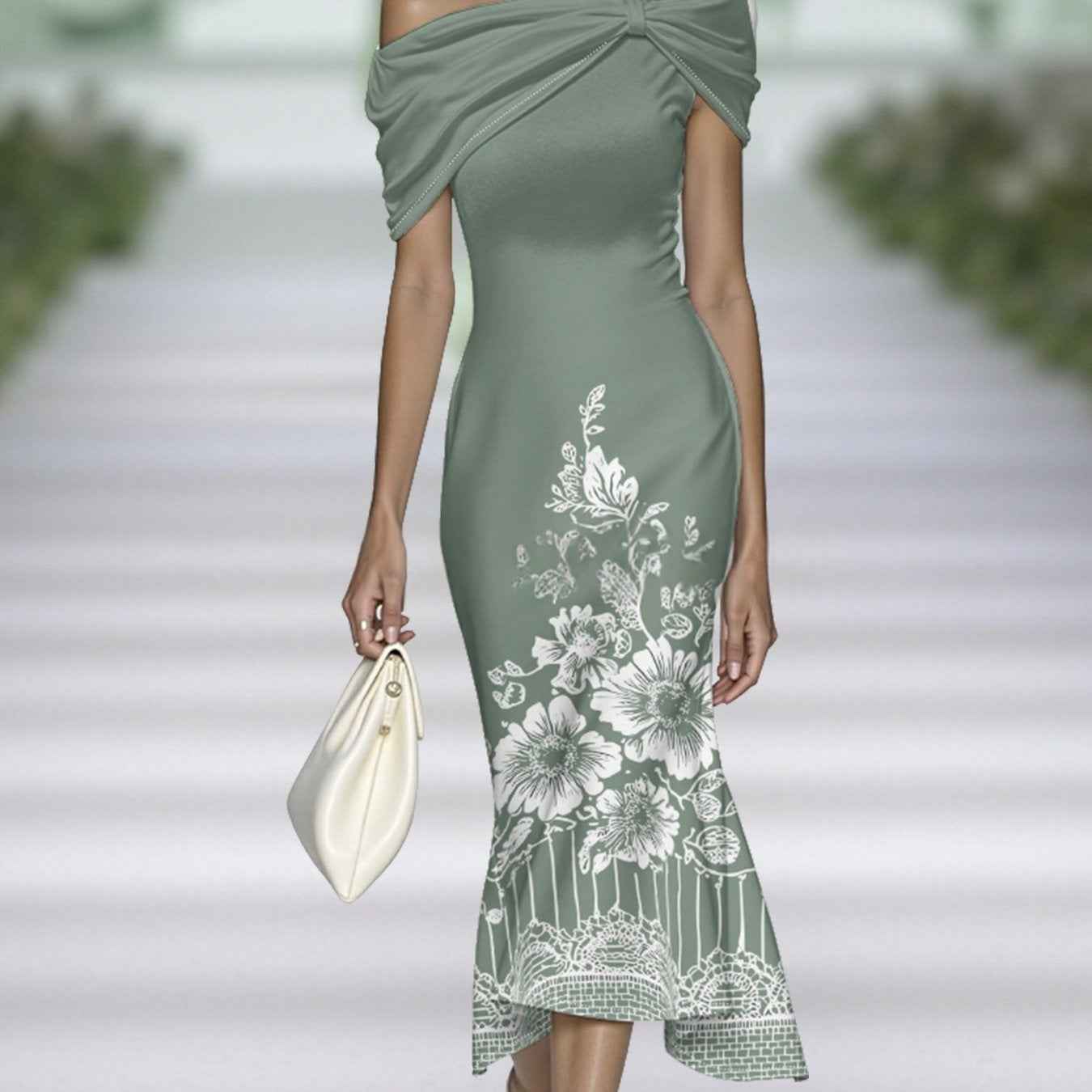 3D Floral Print Off-Shoulder Sleeveless Dress — 5 Styles