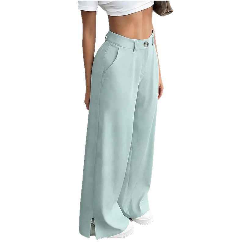 Women's Silky Wide-Leg Trousers — High-Waist Satin Finish