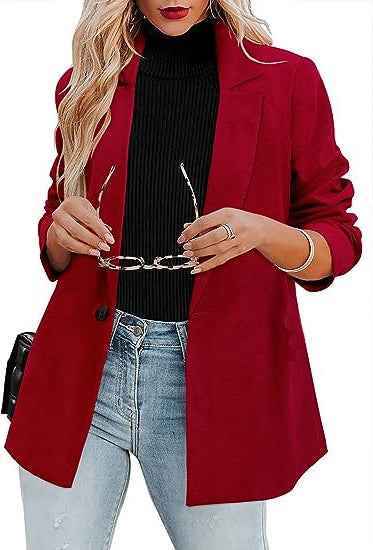 Slim-Fit Single-Breasted Blazer — Mid-Length