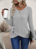 Women's Ribbed Long-Sleeve Top with Asymmetric Hem — 2 Colours