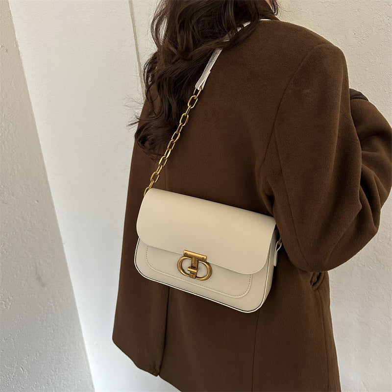Korean-Style PU Shoulder Bag – Minimalist Square Everyday Bag